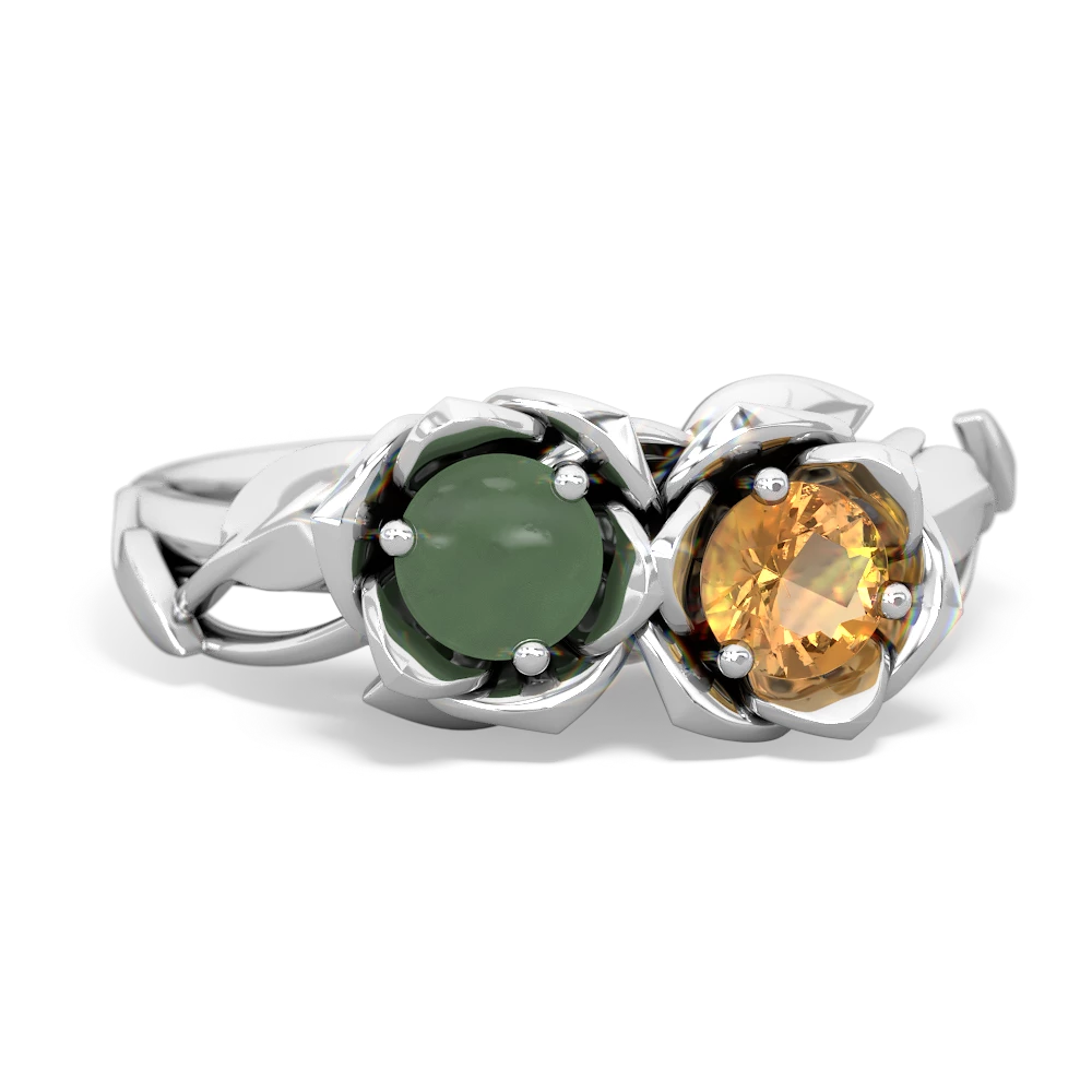 Jade Rose Garden 14K White Gold ring R5510