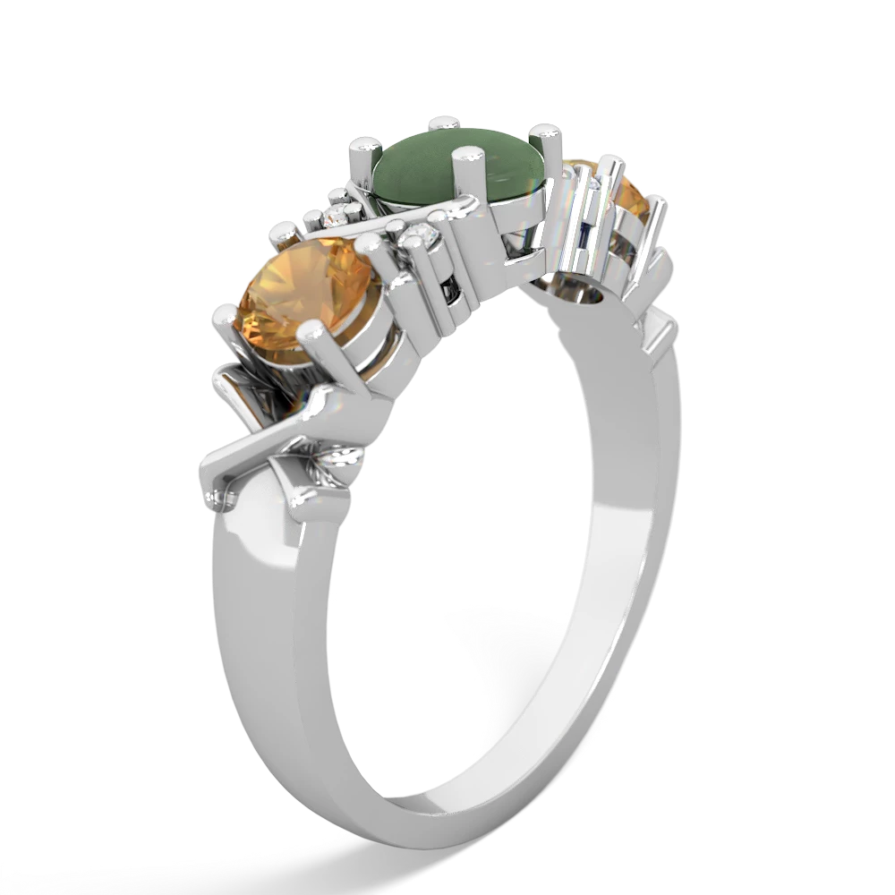 Jade Hugs And Kisses 14K White Gold ring R5016