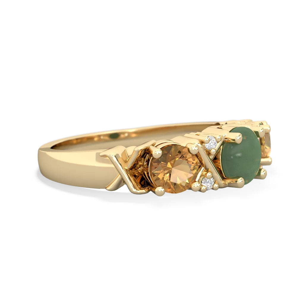 Jade Hugs And Kisses 14K Yellow Gold ring R5016