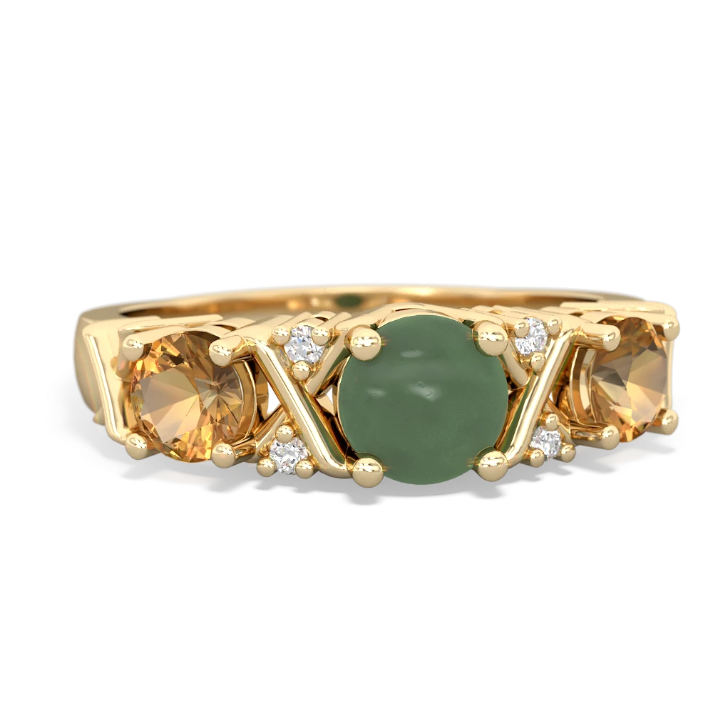 Jade Hugs And Kisses 14K Yellow Gold ring R5016