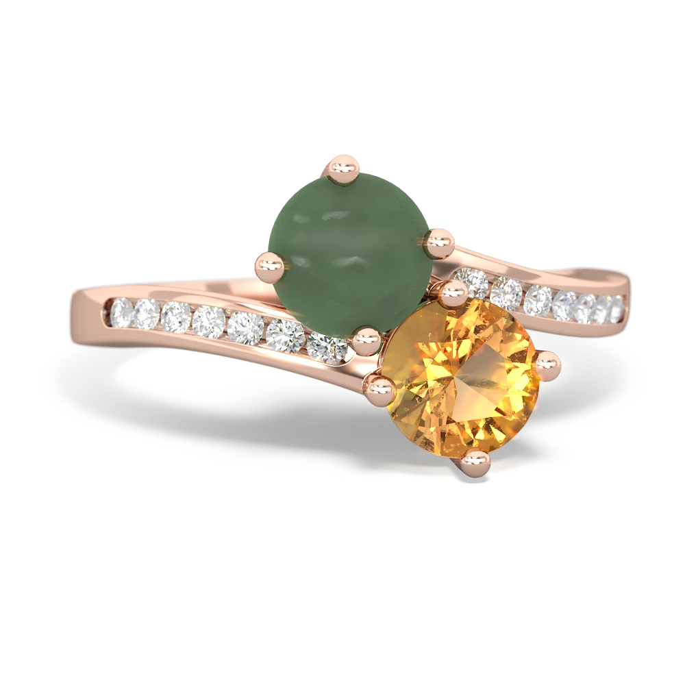 Jade Channel Set Two Stone 14K Rose Gold ring R5303
