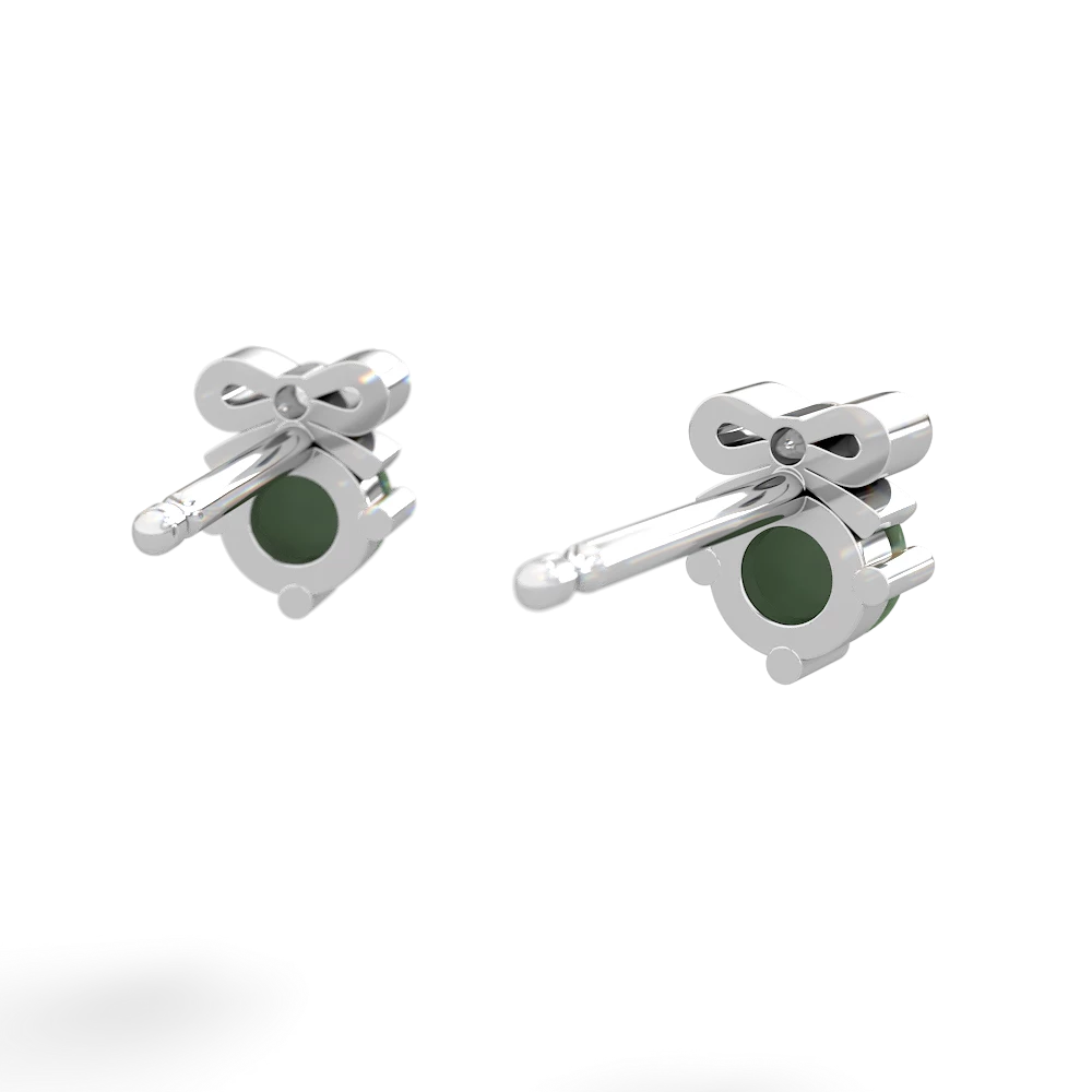 Jade Diamond Bows 14K White Gold earrings E7002