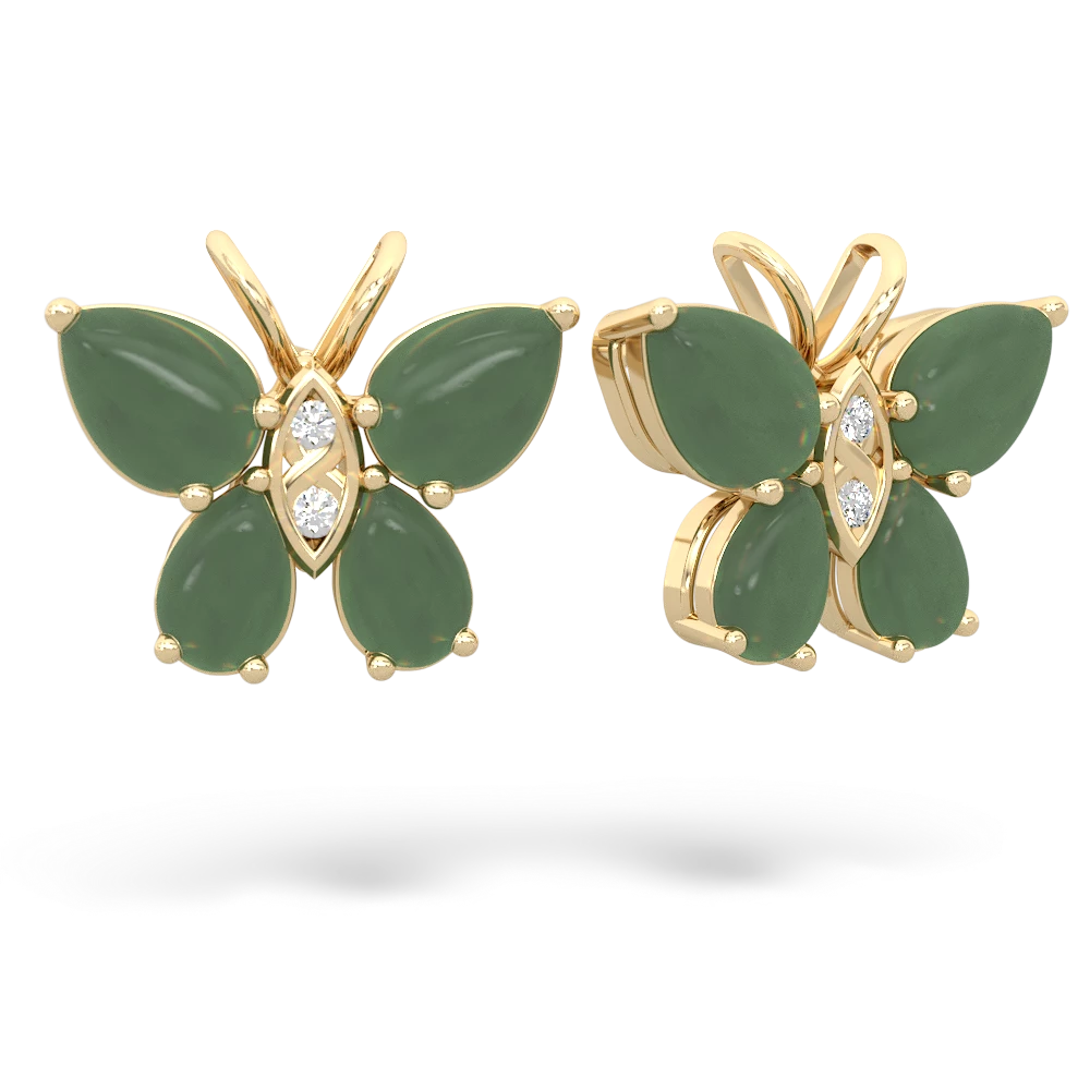 Jade Butterfly 14K Yellow Gold earrings E2215