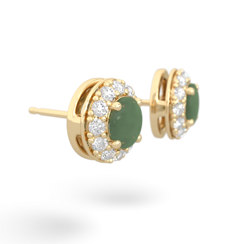 Jade Diamond Halo 14K Yellow Gold earrings E5370