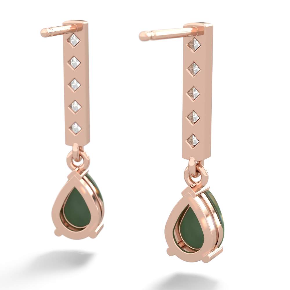 Jade Art Deco Diamond Drop 14K Rose Gold earrings E5324