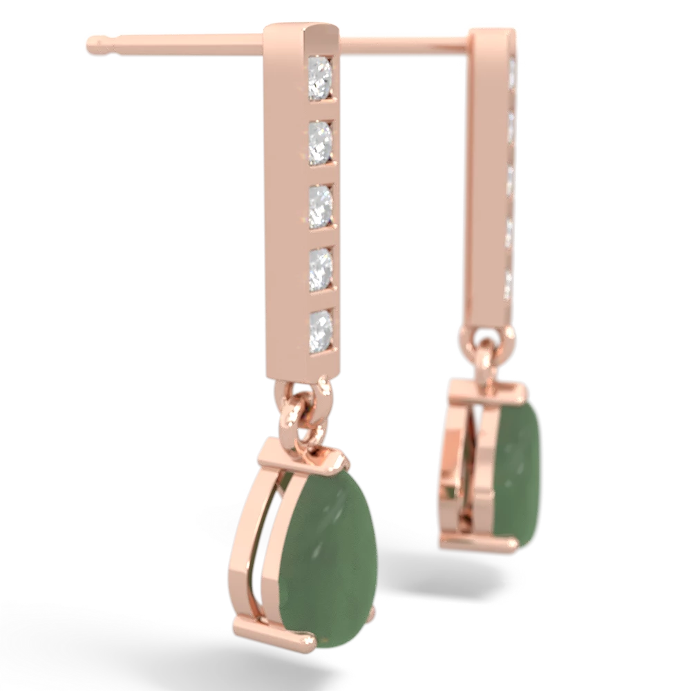 Jade Art Deco Diamond Drop 14K Rose Gold earrings E5324