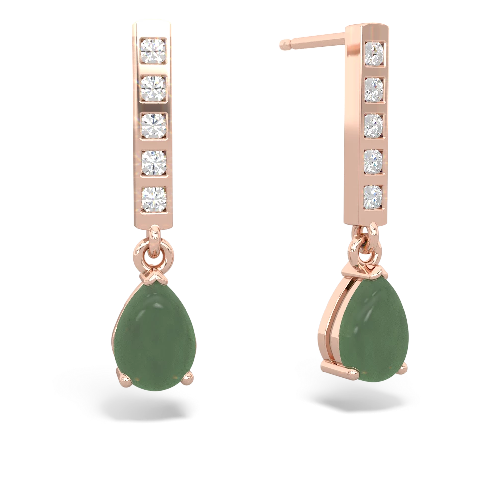 Jade Art Deco Diamond Drop 14K Rose Gold earrings E5324