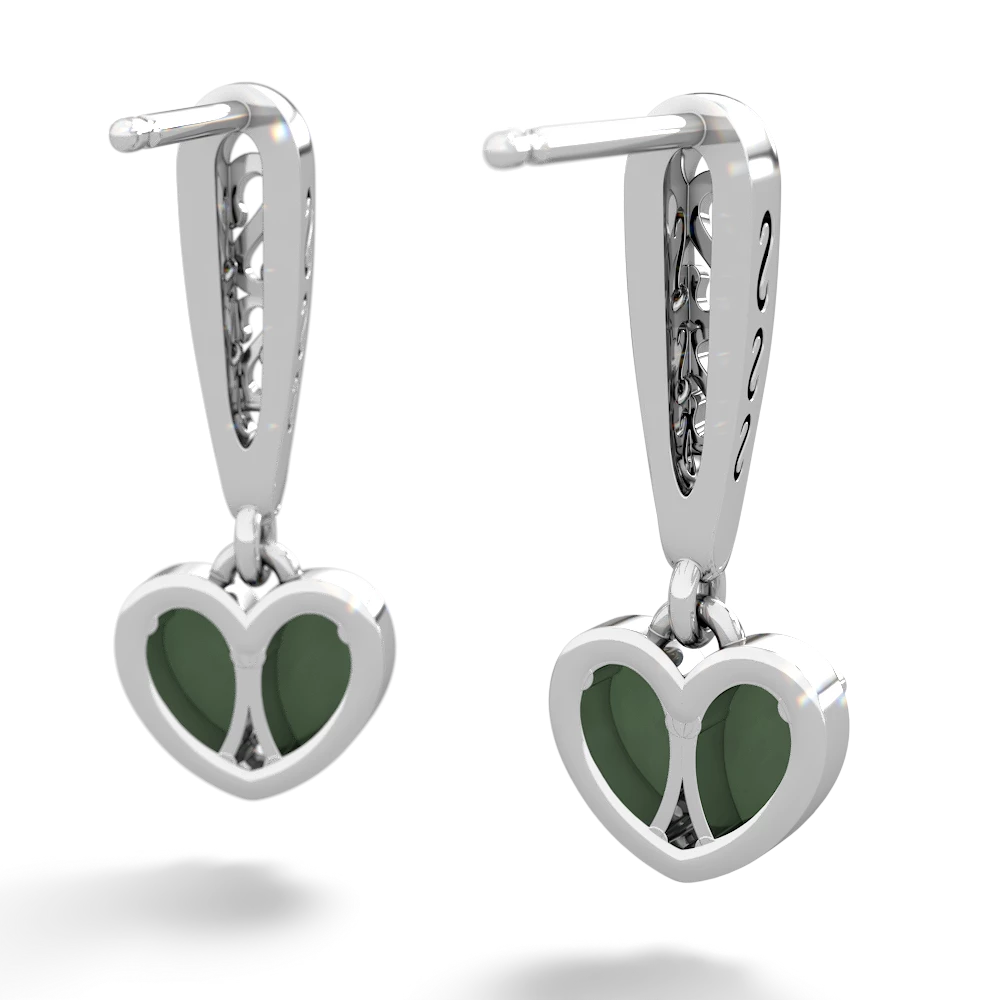 Jade Filligree Heart 14K White Gold earrings E5070