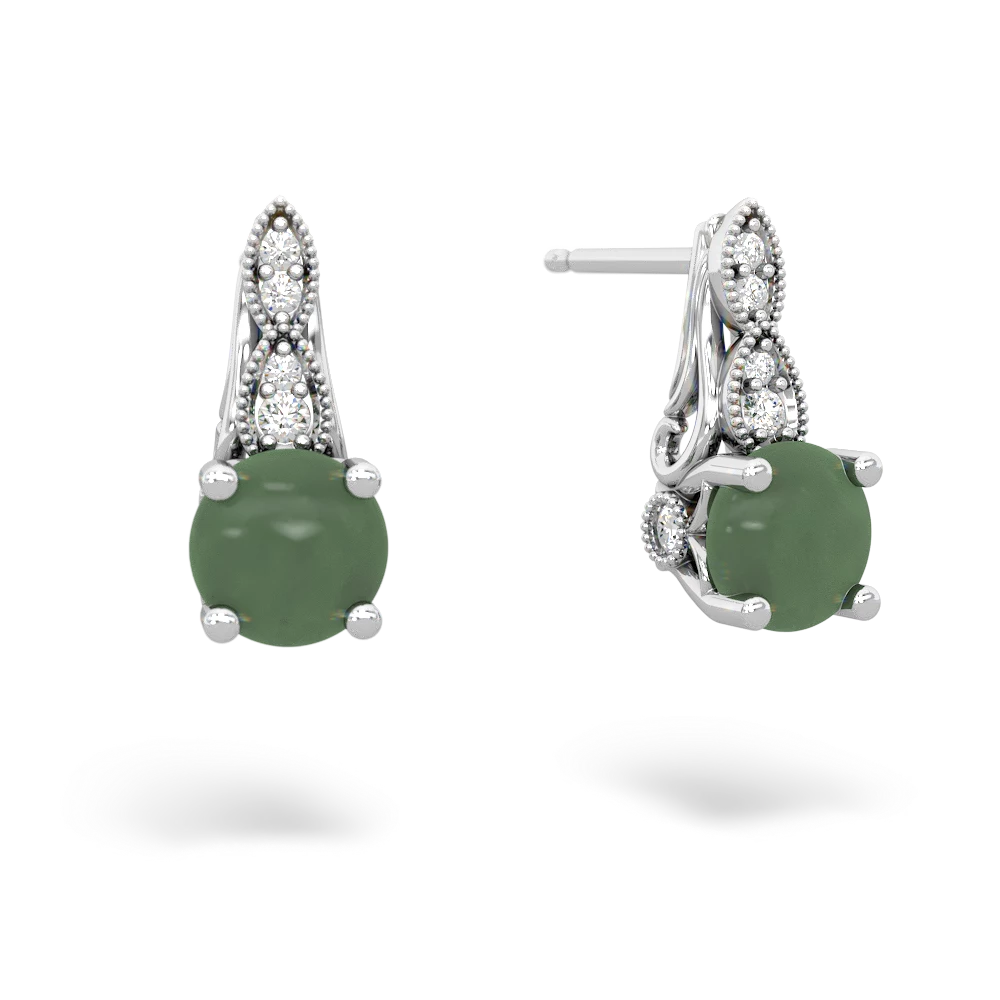 Jade Antique Elegance 14K White Gold earrings E3100