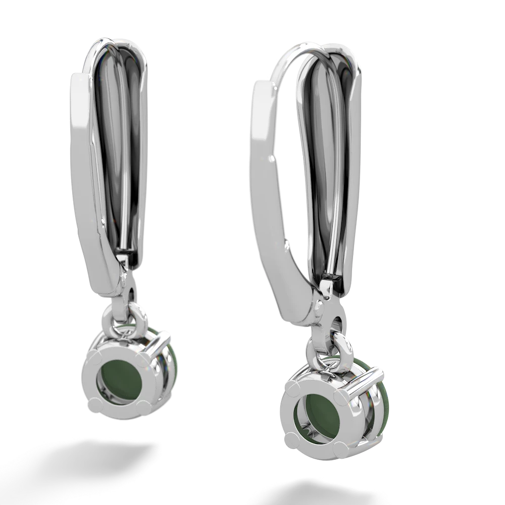 Jade 5Mm Round Lever Back 14K White Gold earrings E2785
