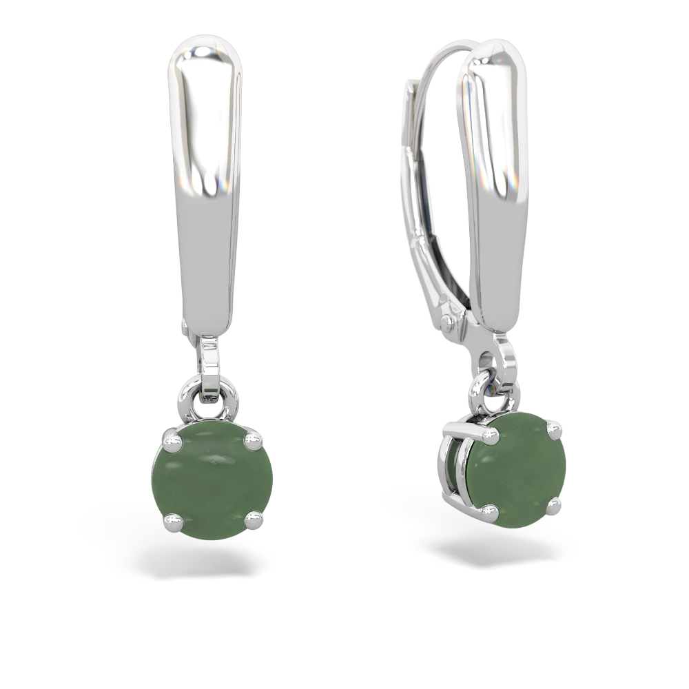 Jade 5Mm Round Lever Back 14K White Gold earrings E2785
