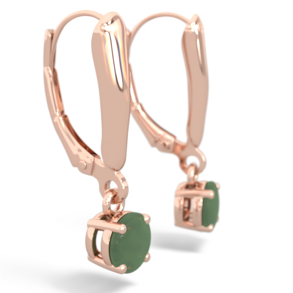 Jade 5Mm Round Lever Back 14K Rose Gold earrings E2785