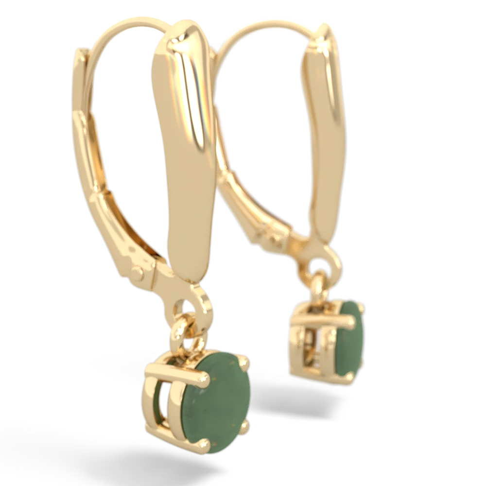 Jade 5Mm Round Lever Back 14K Yellow Gold earrings E2785