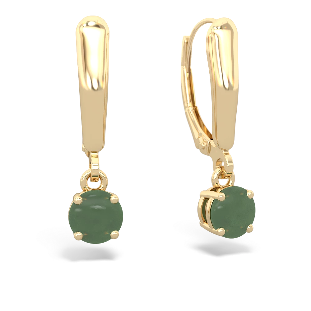 Jade 5Mm Round Lever Back 14K Yellow Gold earrings E2785