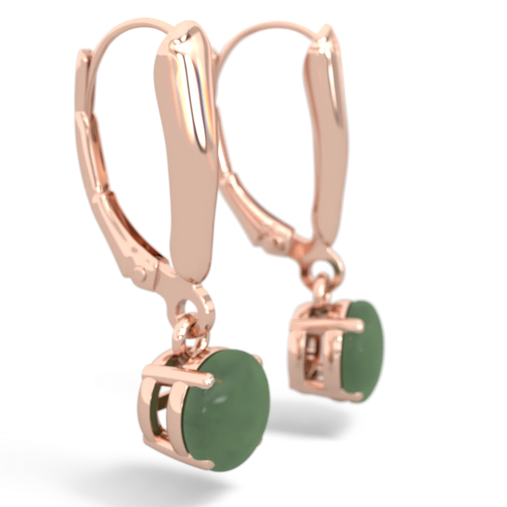 Jade 6Mm  Round Lever Back 14K Rose Gold earrings E2786