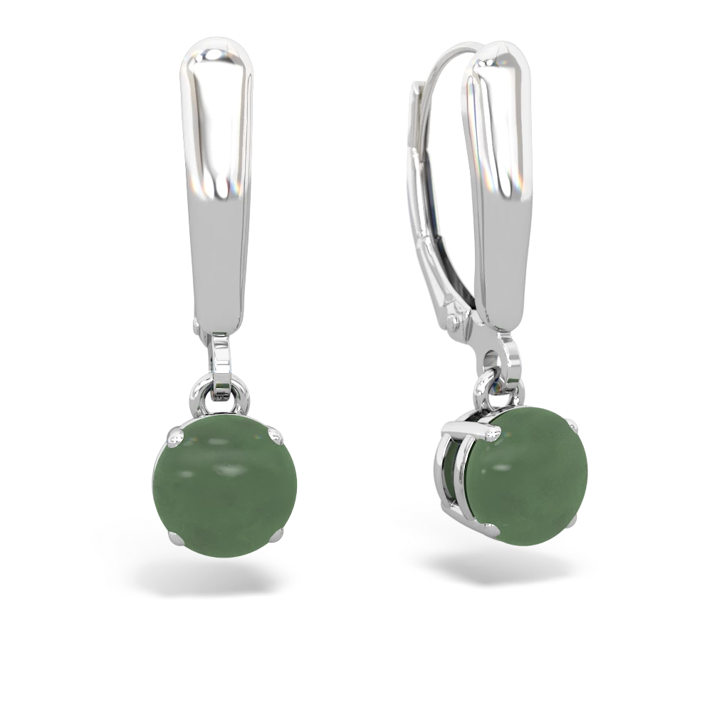 Jade 6Mm  Round Lever Back 14K White Gold earrings E2786