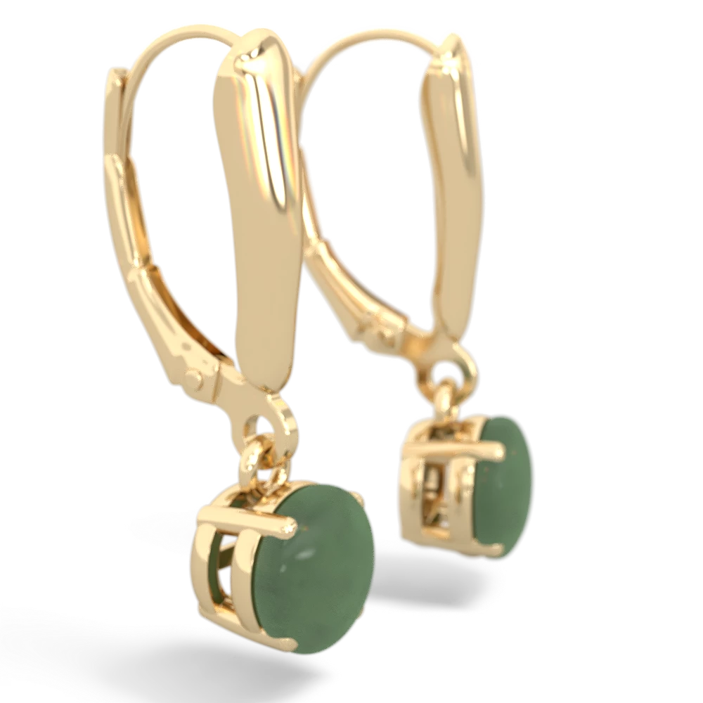 Jade 6Mm  Round Lever Back 14K Yellow Gold earrings E2786