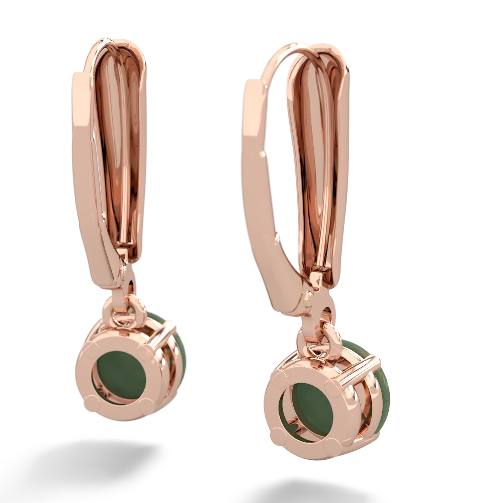 Jade 6Mm  Round Lever Back 14K Rose Gold earrings E2786