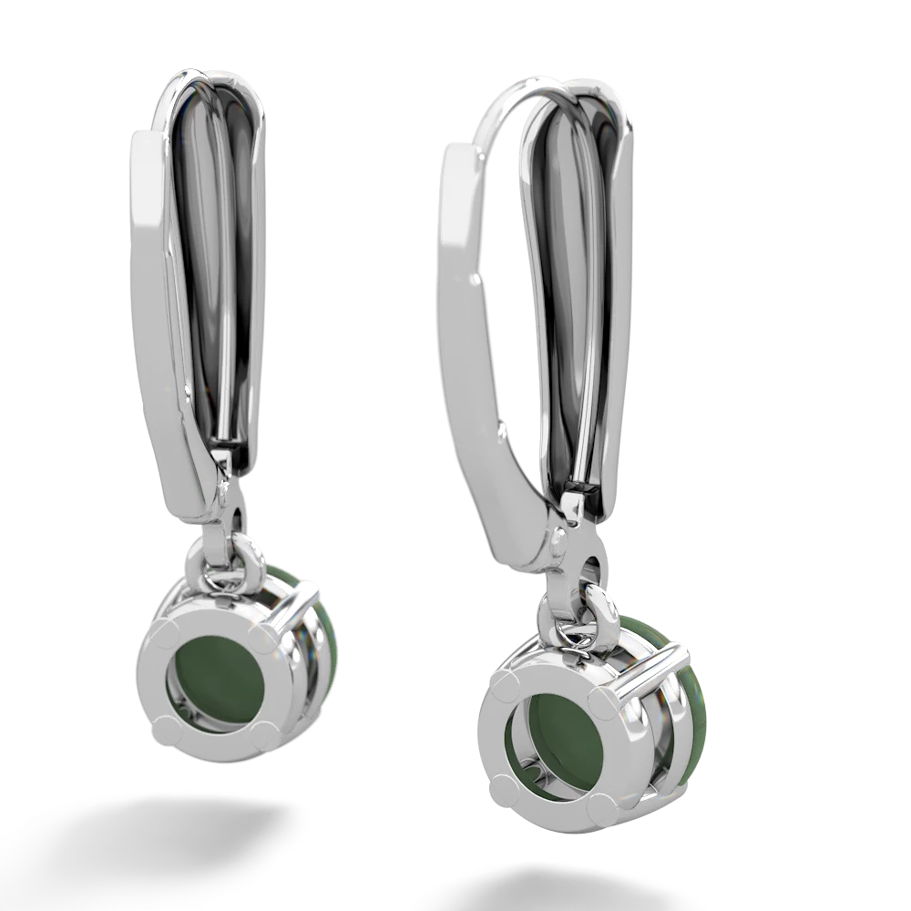Jade 6Mm  Round Lever Back 14K White Gold earrings E2786