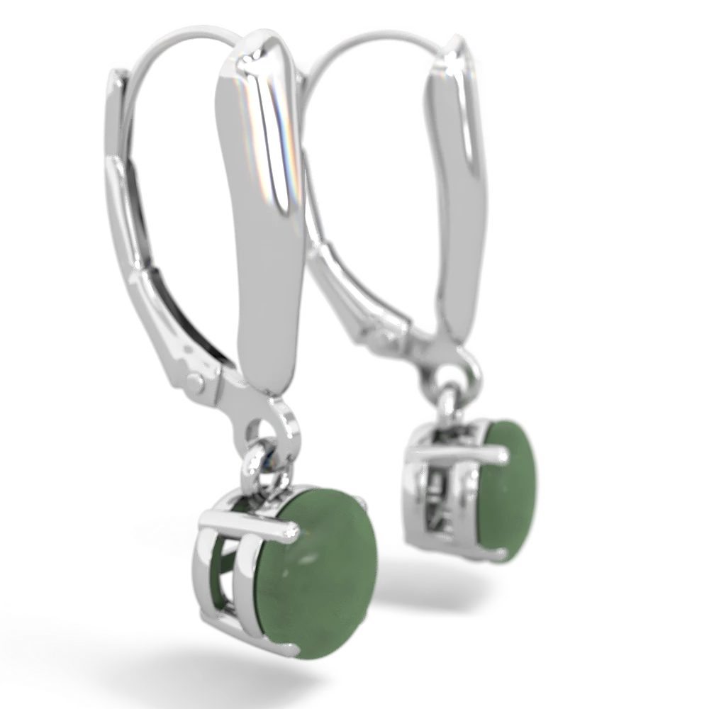 Jade 6Mm  Round Lever Back 14K White Gold earrings E2786