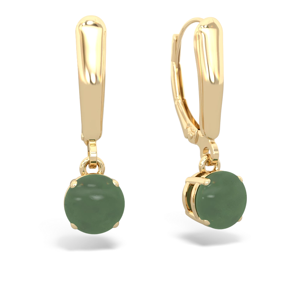 Jade 6Mm  Round Lever Back 14K Yellow Gold earrings E2786