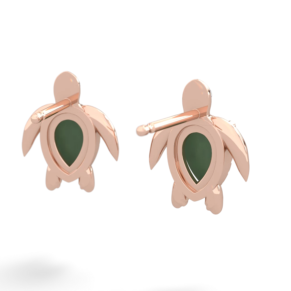 Jade Baby Sea Turtle 14K Rose Gold earrings E5241