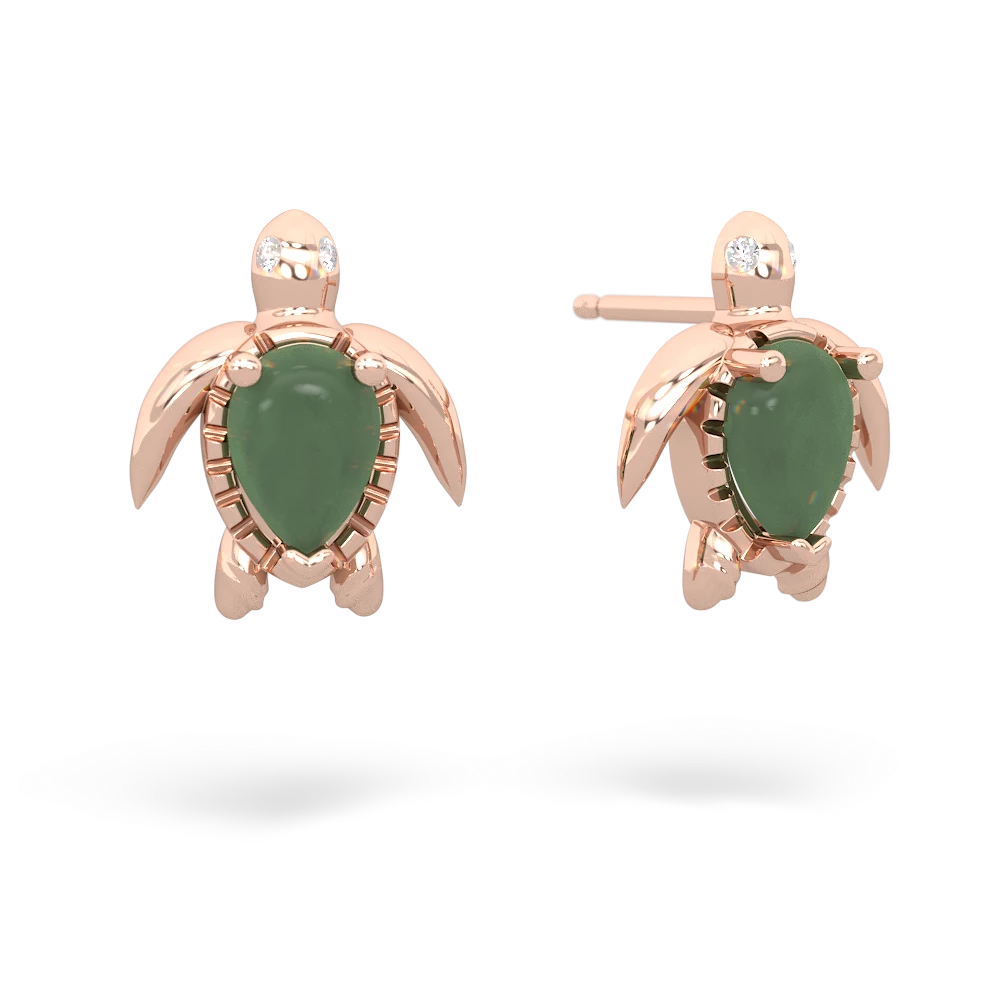 Jade Baby Sea Turtle 14K Rose Gold earrings E5241