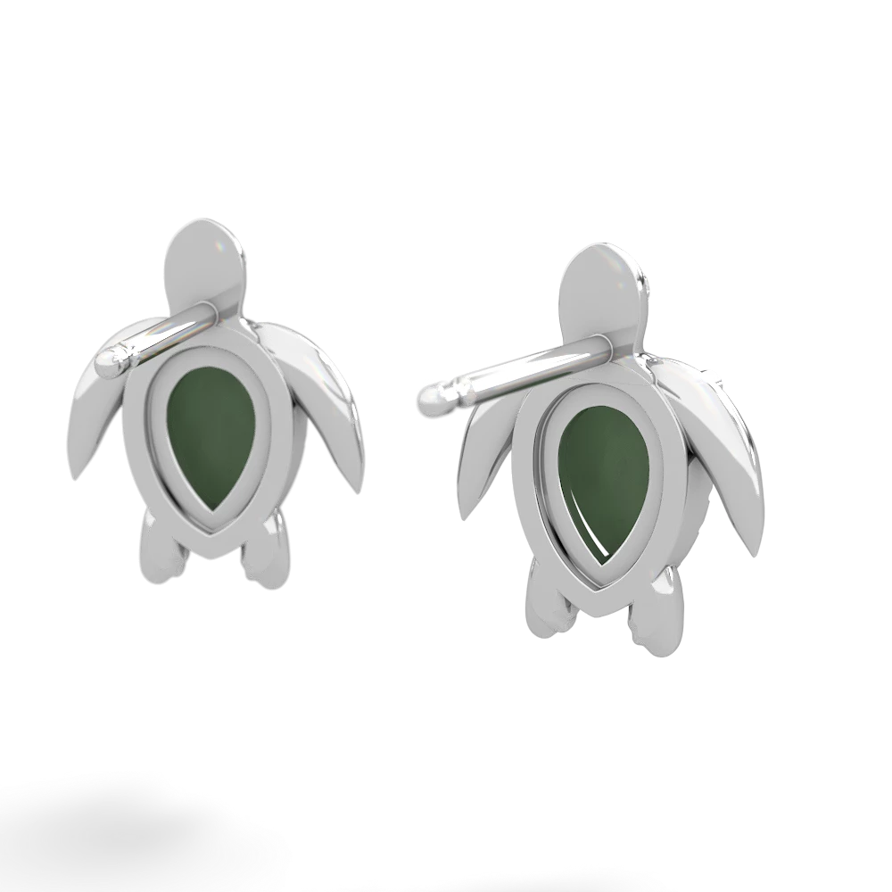 Jade Baby Sea Turtle 14K White Gold earrings E5241