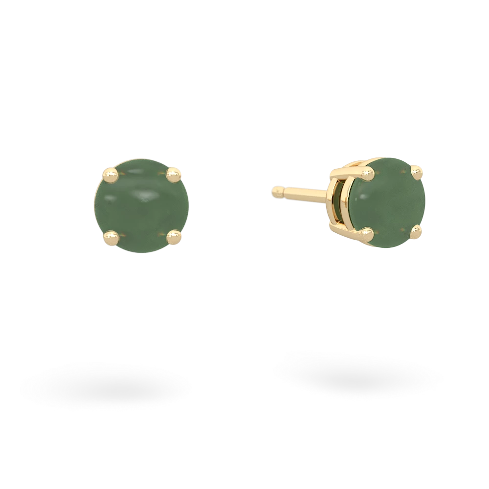 Jade 5Mm Round Stud 14K Yellow Gold earrings E1785