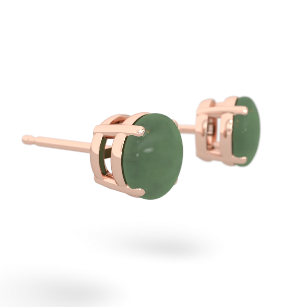 Jade 6Mm Round Stud 14K Rose Gold earrings E1786