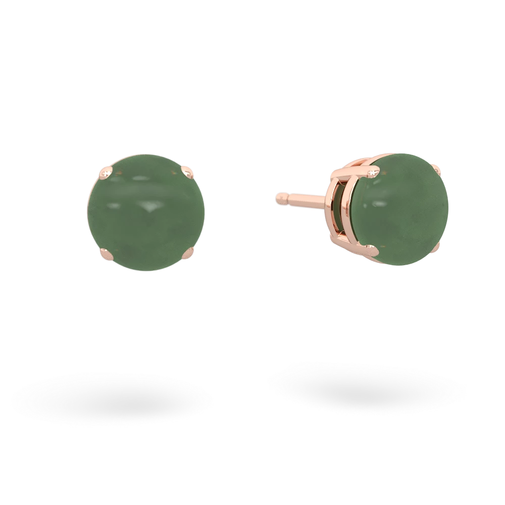 Jade 6Mm Round Stud 14K Rose Gold earrings E1786