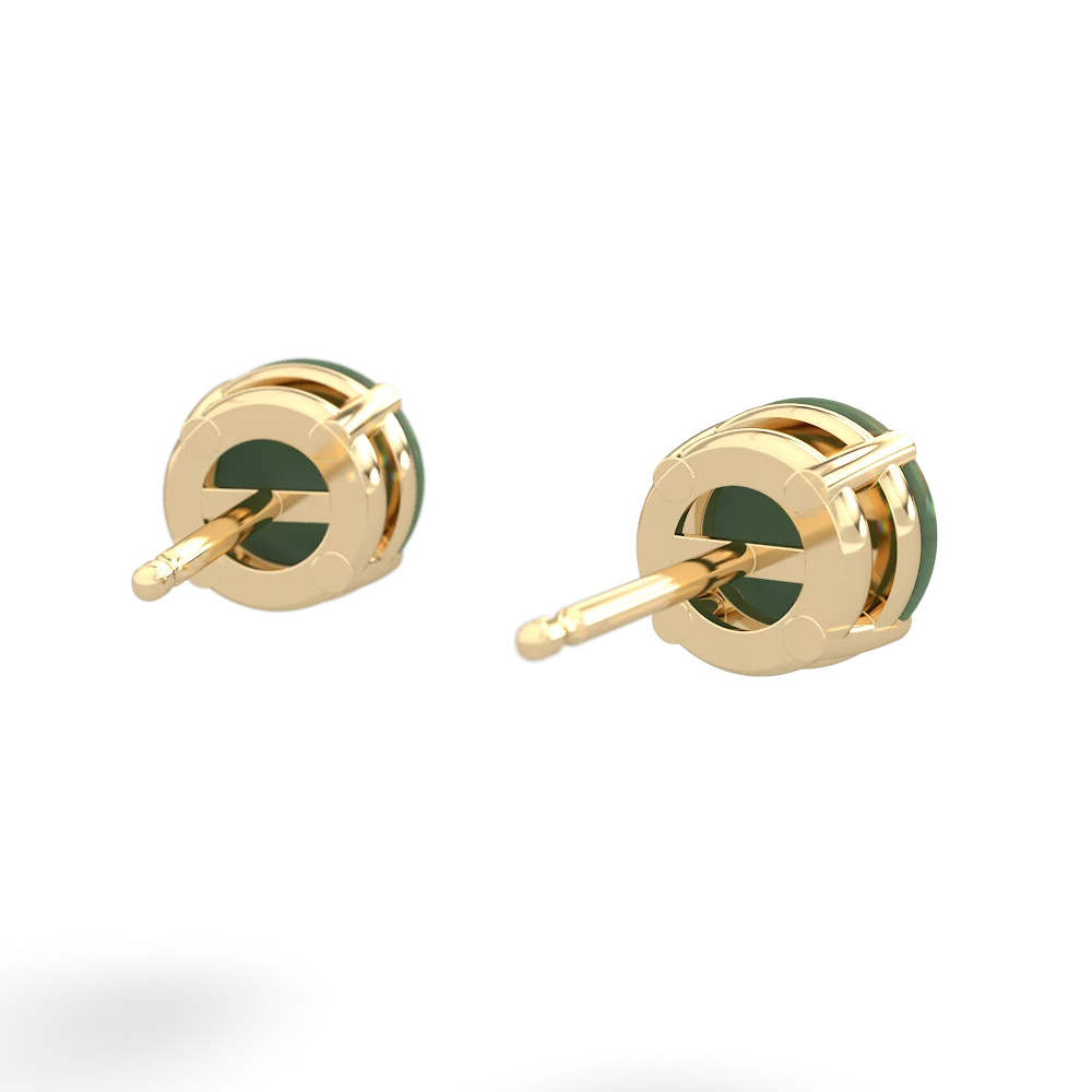 Jade 6Mm Round Stud 14K Yellow Gold earrings E1786