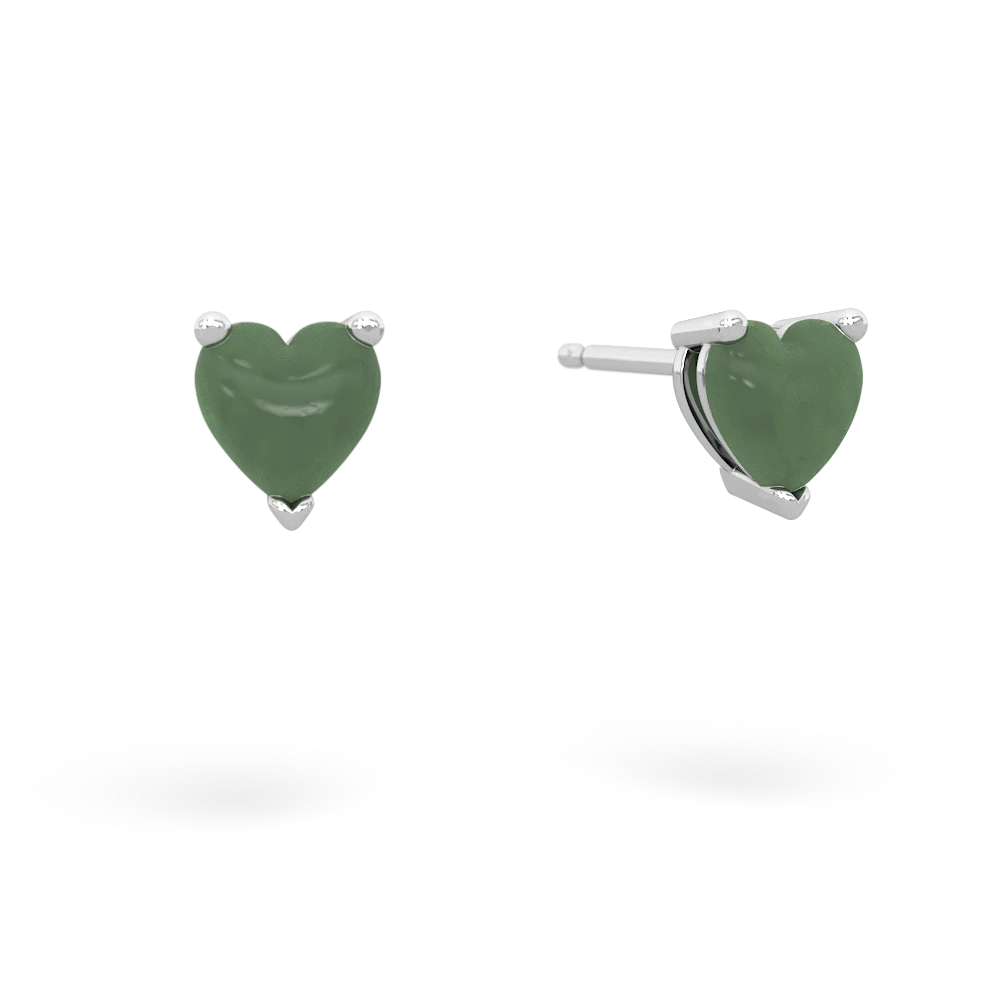 Jade 5Mm Heart Stud 14K White Gold earrings E1861