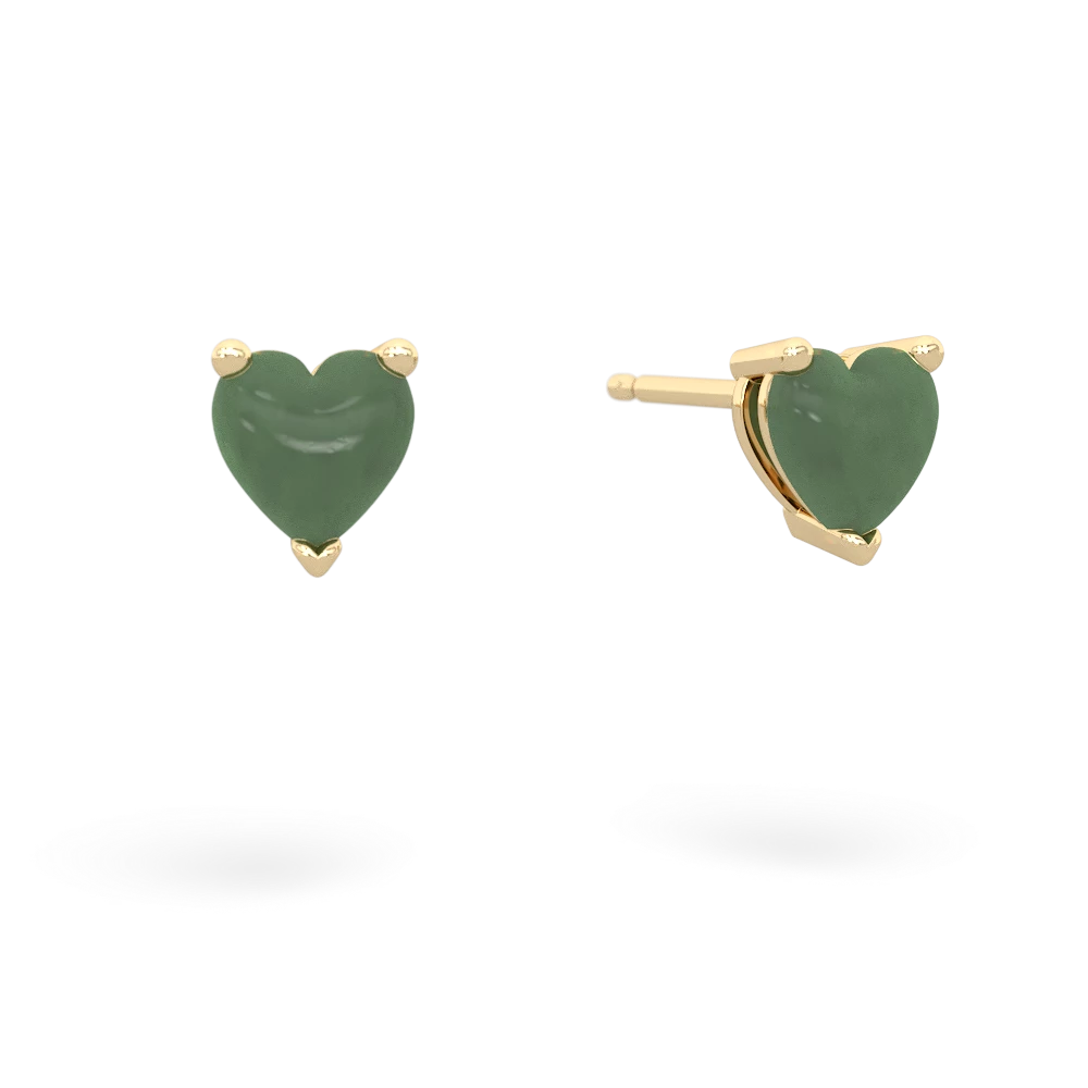 Jade 5Mm Heart Stud 14K Yellow Gold earrings E1861