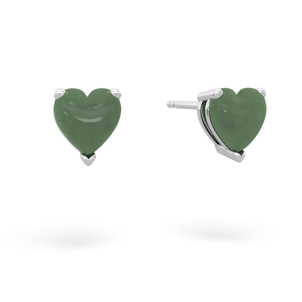 Jade 6Mm Heart Stud 14K White Gold earrings E1862