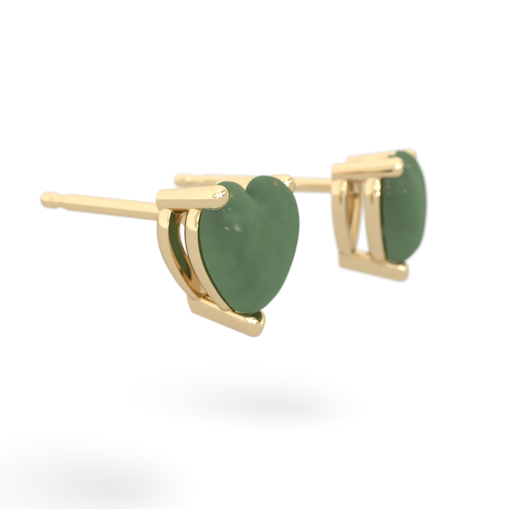 Jade 6Mm Heart Stud 14K Yellow Gold earrings E1862