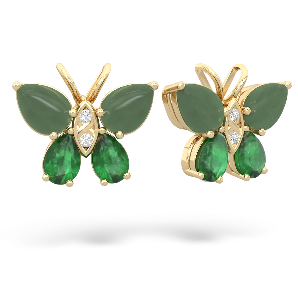 Jade Butterfly 14K Yellow Gold earrings E2215