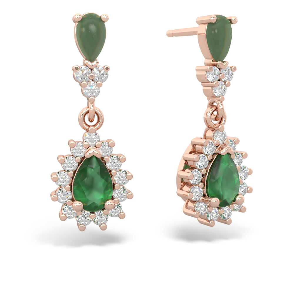 Jade Halo Pear Dangle 14K Rose Gold earrings E1882