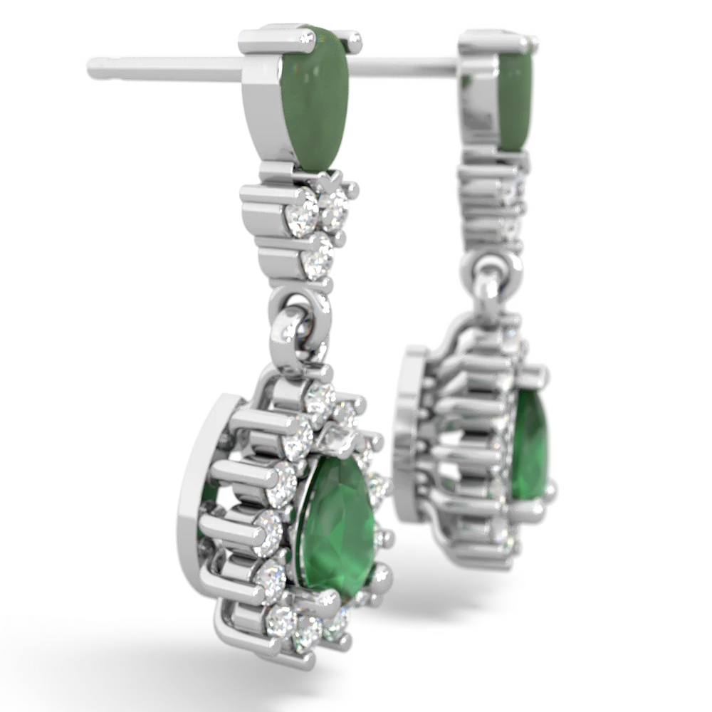 Jade Halo Pear Dangle 14K White Gold earrings E1882