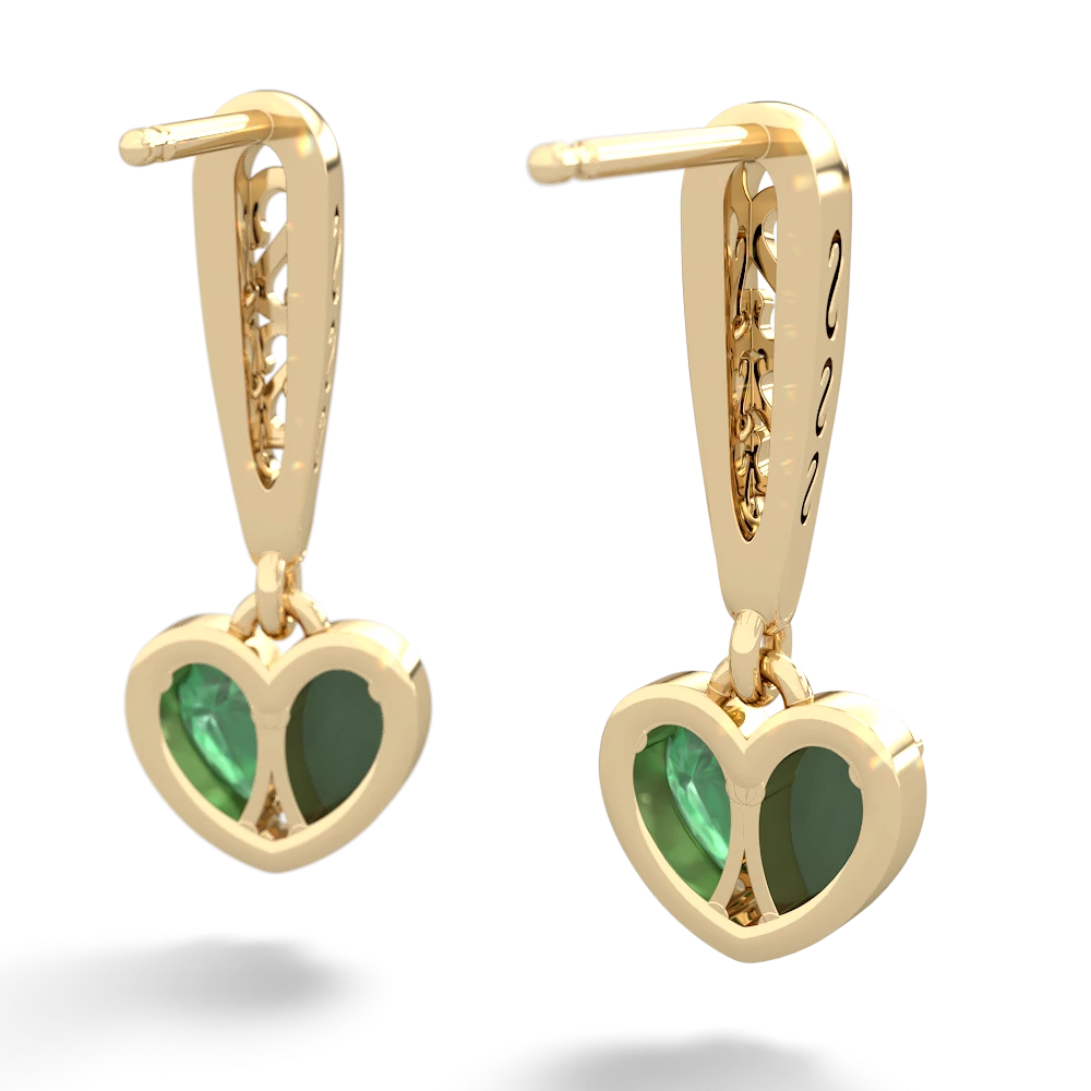 Jade Filligree Heart 14K Yellow Gold earrings E5070