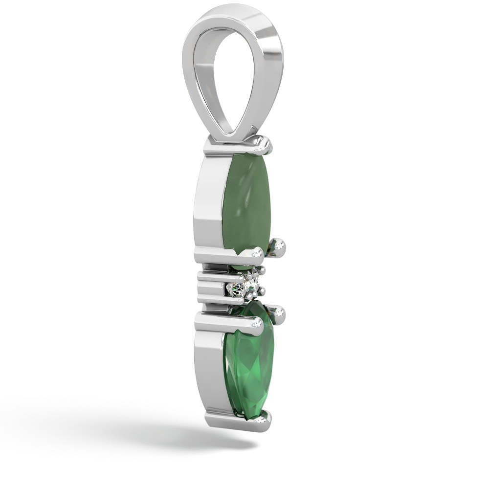 Jade Bowtie Drop 14K White Gold pendant P0865
