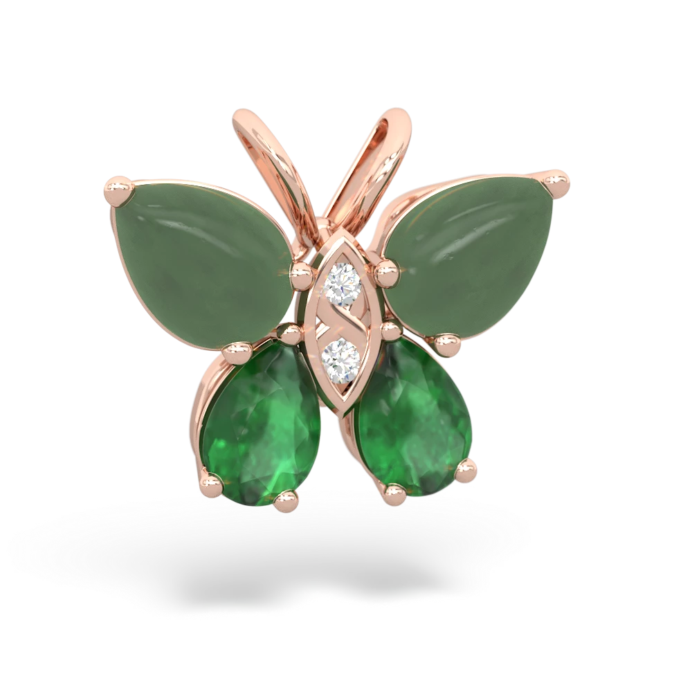 Jade Butterfly 14K Rose Gold pendant P2215