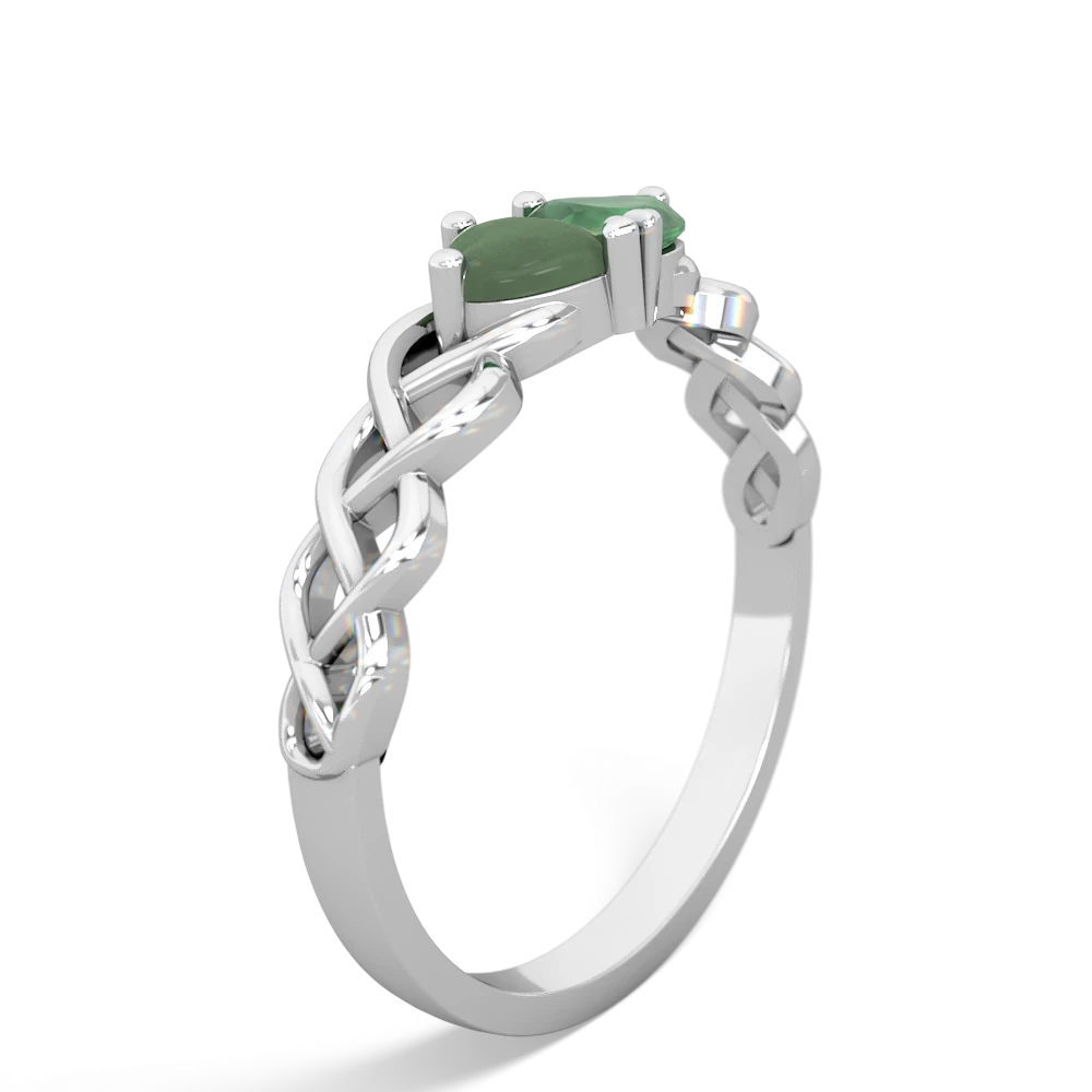 Jade Heart To Heart Braid 14K White Gold ring R5870