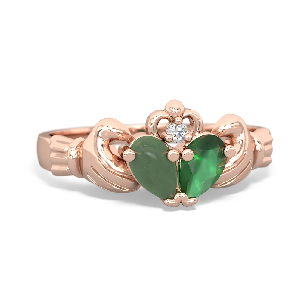 Jade 'Our Heart' Claddagh 14K Rose Gold ring R2388