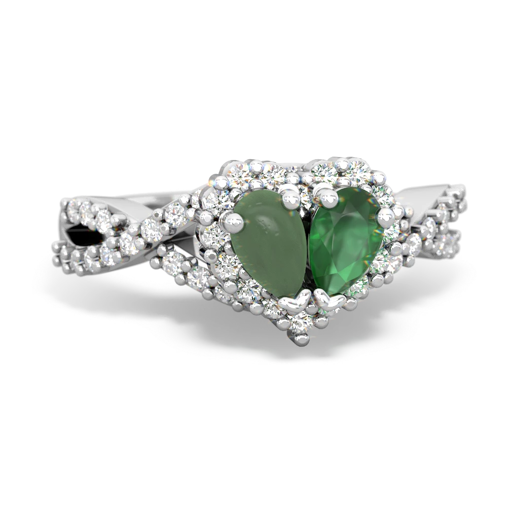 Jade Diamond Twist 'One Heart' 14K White Gold ring R2640HRT