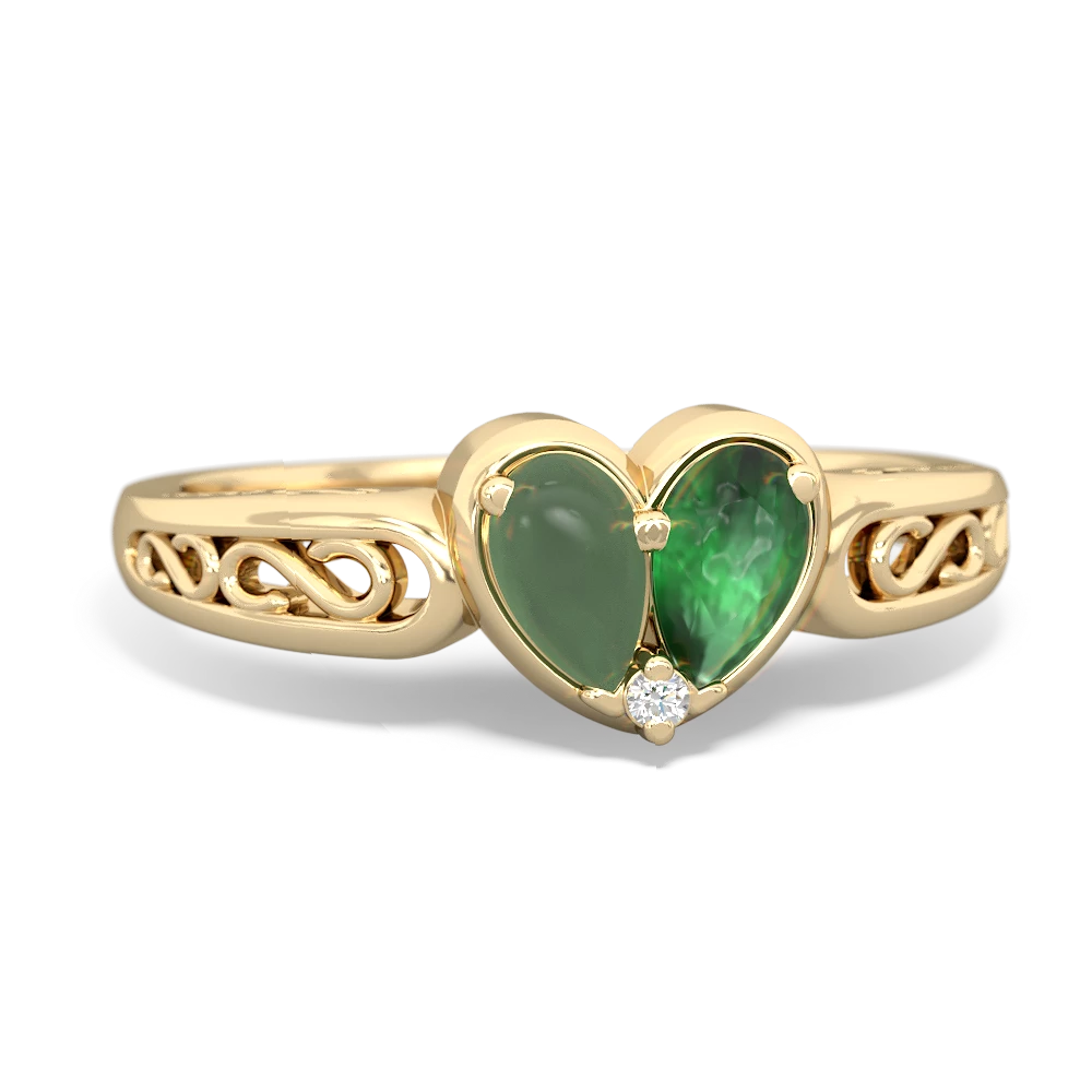 Jade Filligree 'One Heart' 14K Yellow Gold ring R5070