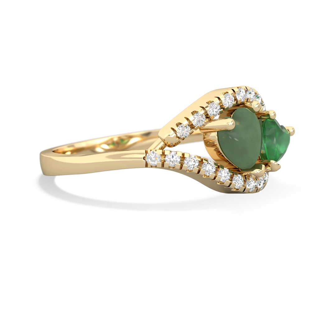 Jade Mother And Child 14K Yellow Gold ring R3010