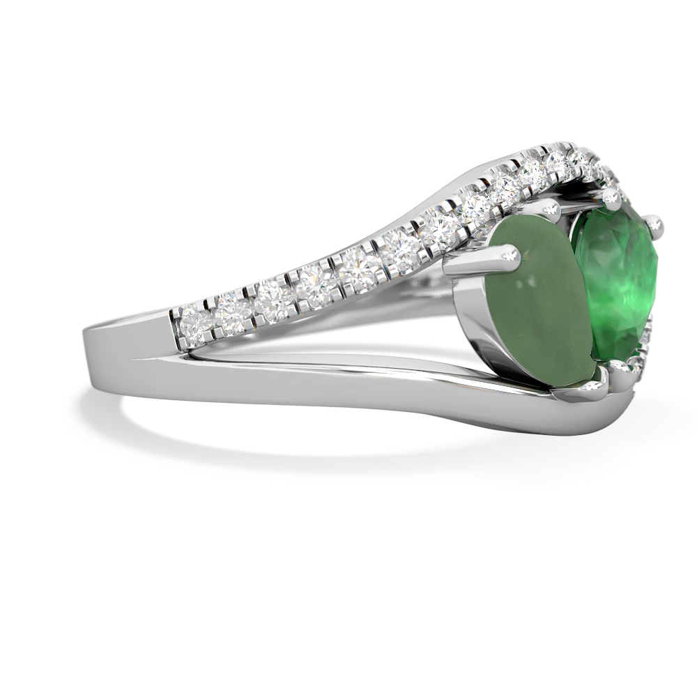 Jade Nestled Heart Keepsake 14K White Gold ring R5650