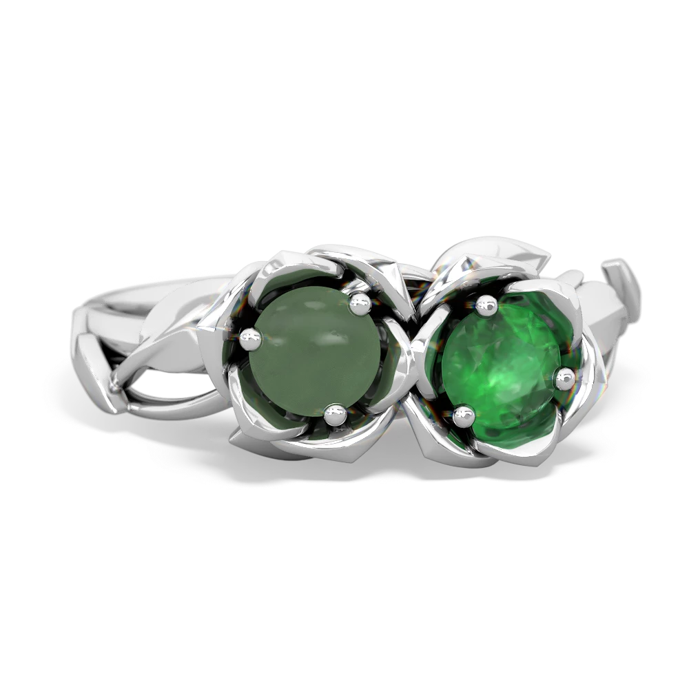 Jade Rose Garden 14K White Gold ring R5510