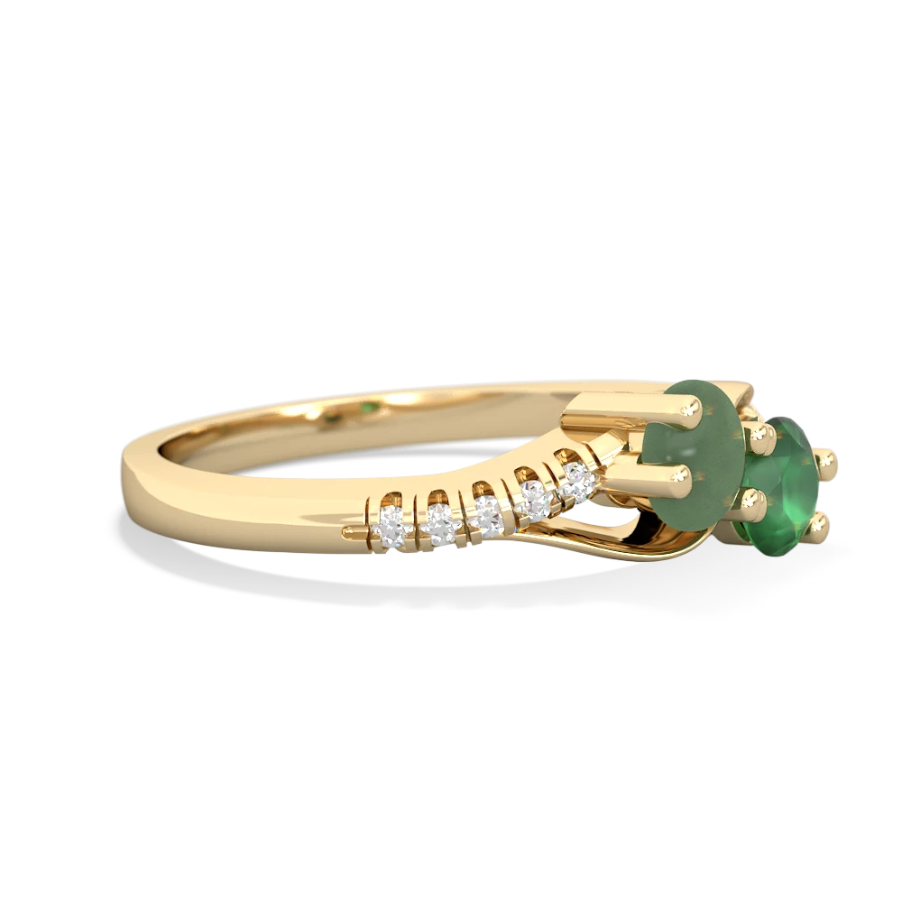 Jade Infinity Pave Two Stone 14K Yellow Gold ring R5285